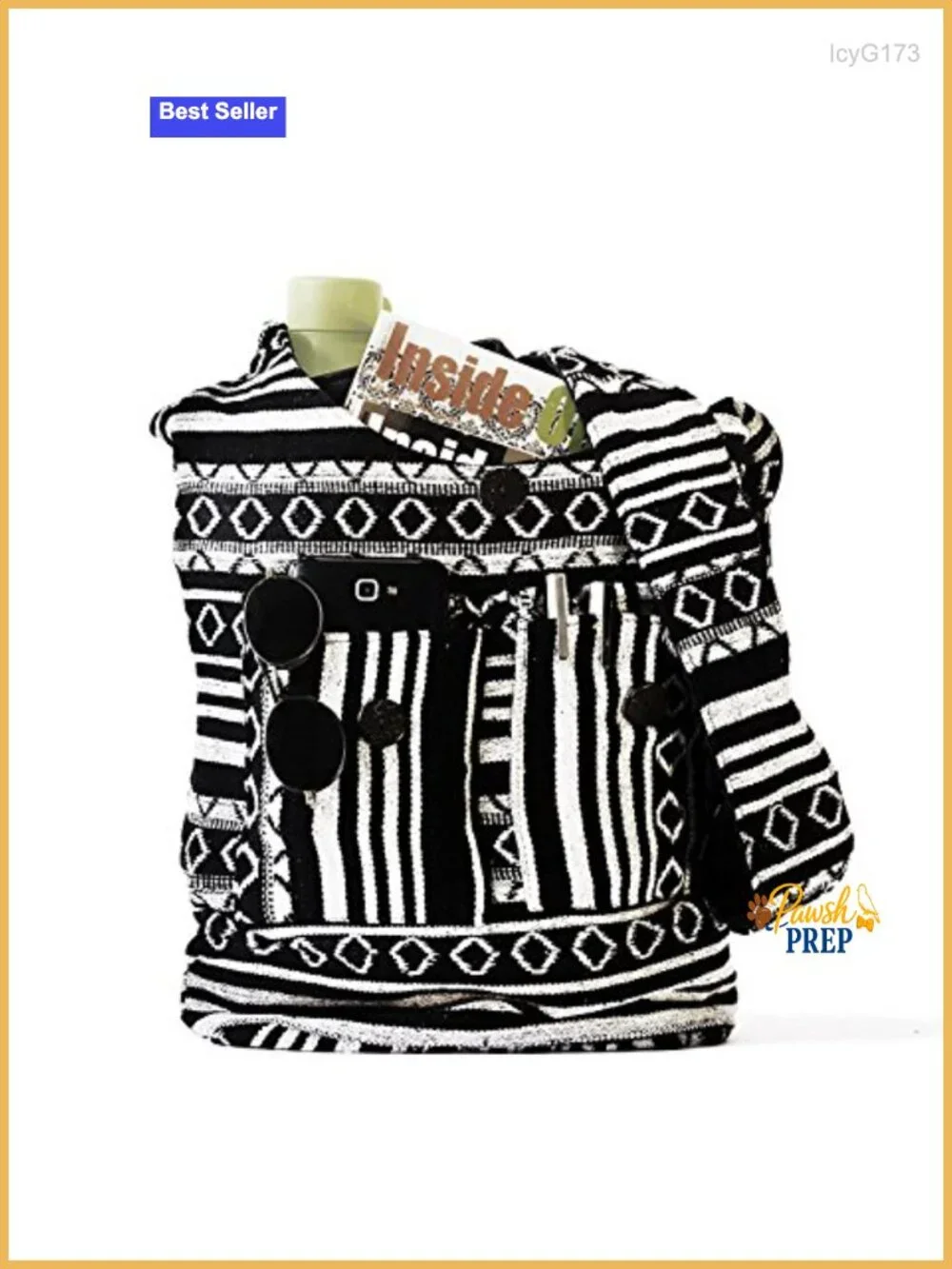Handwoven Cotton Crossbody Hobo Bag with Pockets